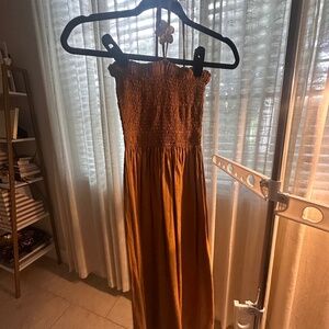 Terracotta & Gold Accent Midi Summer Dress